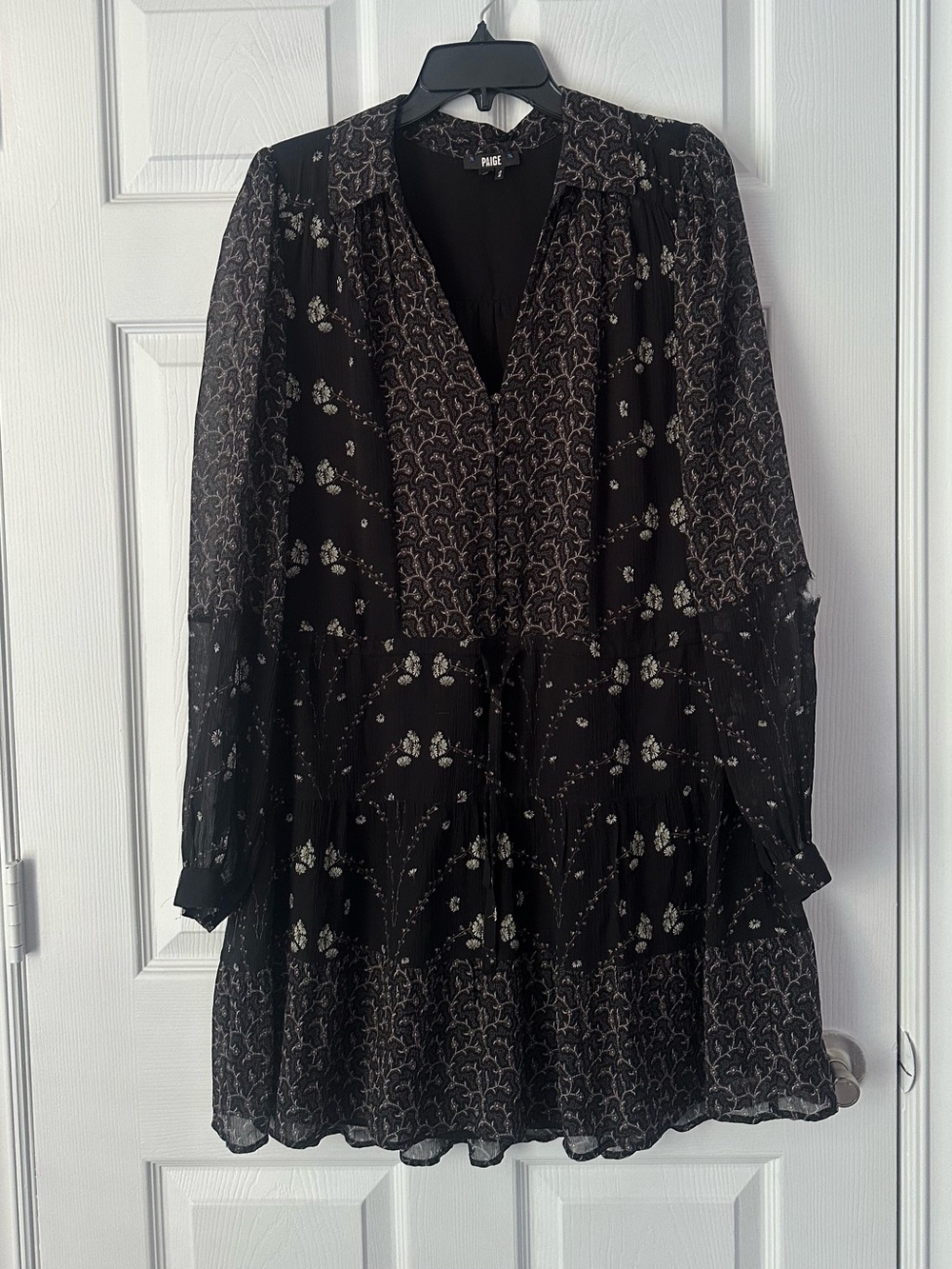 Paige Osteria Mixed Floral long sleeve silk chiffon dress Medium - Picture 2 of 12